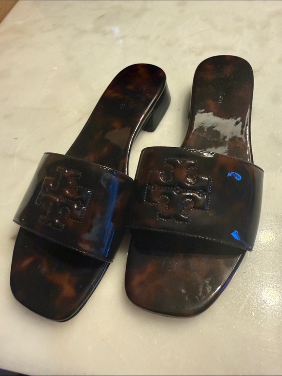 Tory Burch Dark Brown Patent Logo Slide main image 2